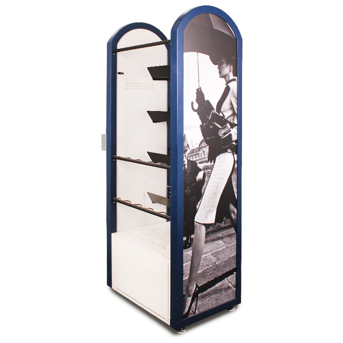 落地式時尚設計金屬MDF亞克力帶LCD顯示屏雨傘展示架 落地式時尚設計金屬MDF亞克力帶LCD顯示屏雨傘展示架